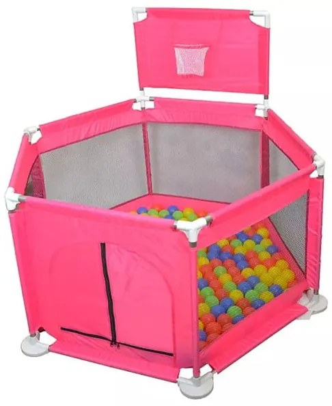 Tarc copii cu 50 de bile colorate, Loc de joaca, Roz, Interior - Exterior