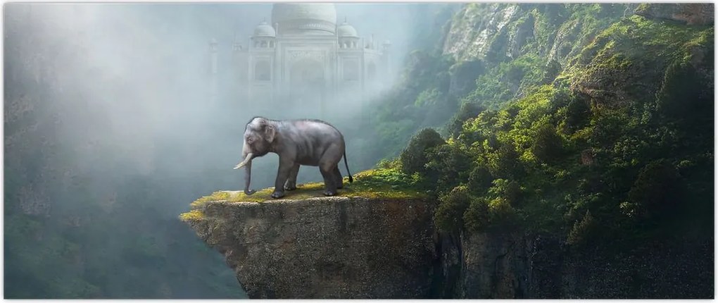 Tablou - Elefant în vârful Taj Mahalului (120x50 cm)