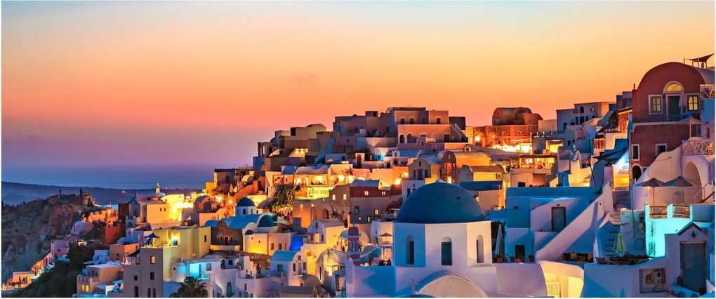Tablou - Santorini în amurg (120x50 cm)