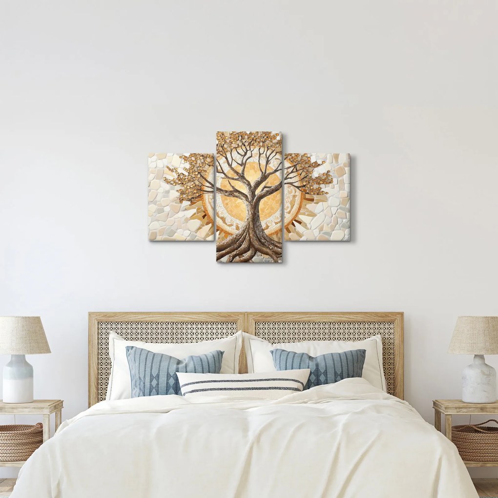 Tablou – Arborele vieții auriu în mozaic (90x60 cm)