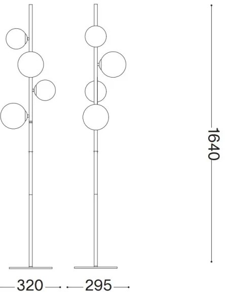 Ideal Lux - Lampă de podea LED PERLAGE 4xG9/3W/230V auriu/fumuriu