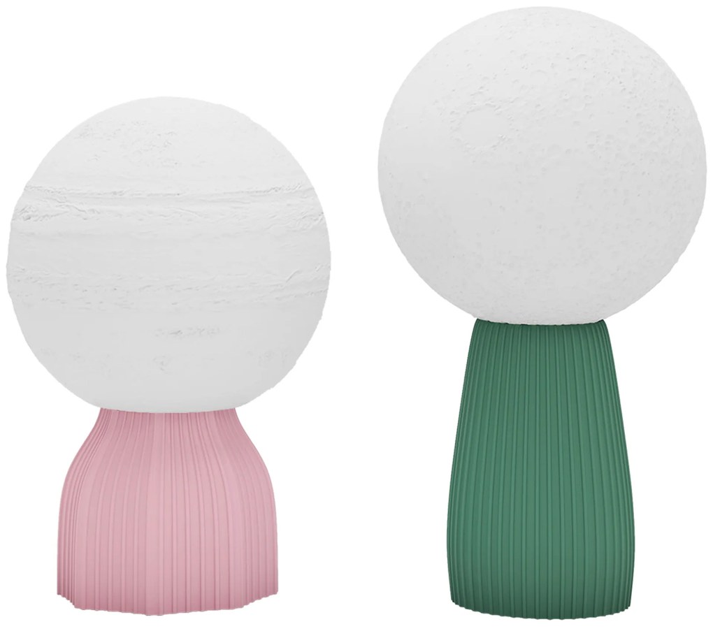 Set de lămpi de birou HOMCOM în stil planetar, tricolor, USB, material plastic, Alb | Aosom Romania