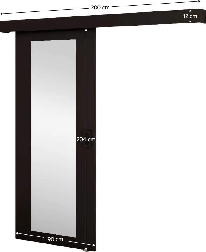 Uşă glisantă cu oglindă, negru/negru/negru, BERI 90 2