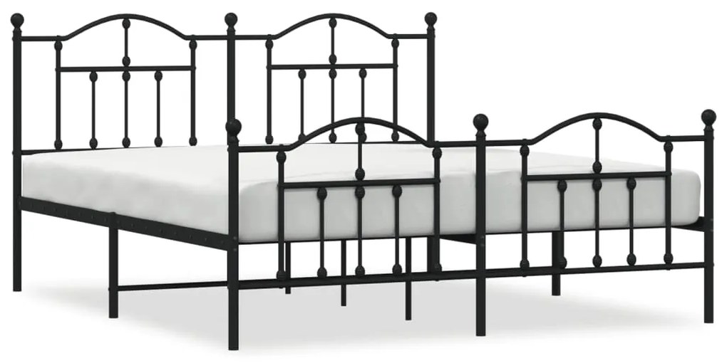 353461 vidaXL Cadru pat metalic cu tăblie de cap/picioare, negru, 180x200 cm