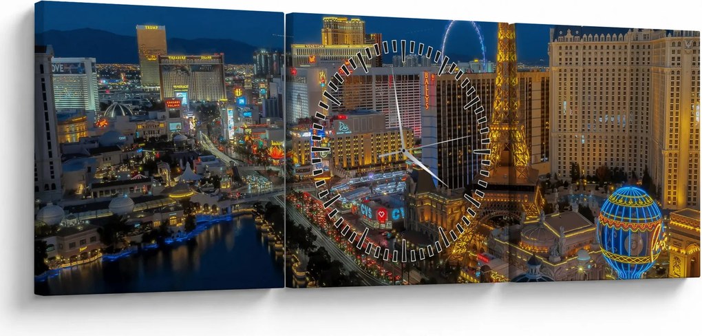 Tablou - Las Vegas (cu ceas) (90x30 cm)