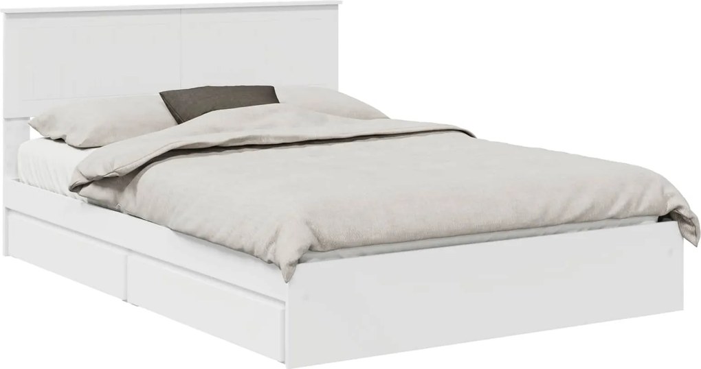 vidaXL Pat cu storage cu headboard Alb 140 x 190 cm Lemn compozit