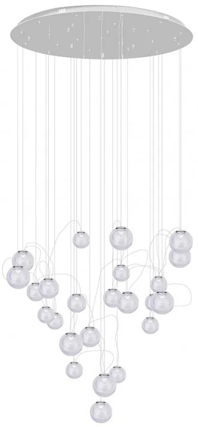 Lustra LED design casa scarii cu 24 pendule suspendate ZOE crom P0386 MX