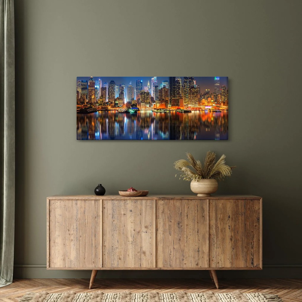 Tablou cu Manhattan noaptea (120x50 cm)