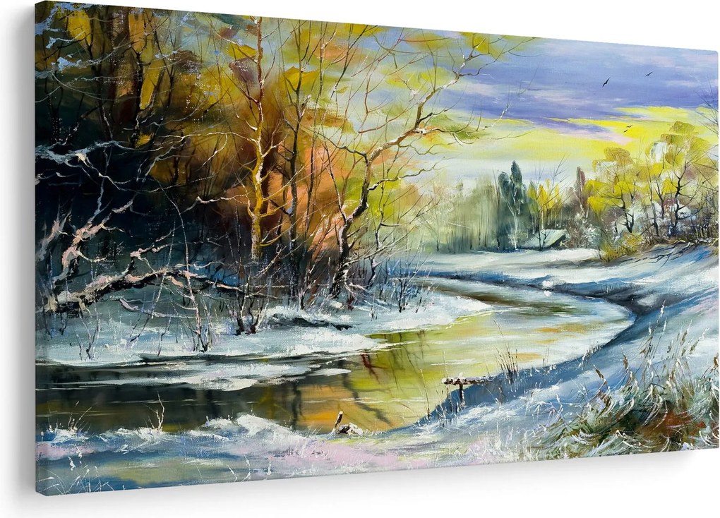 Tablou - Râu de iarnă, pictură în ulei (90x60 cm)