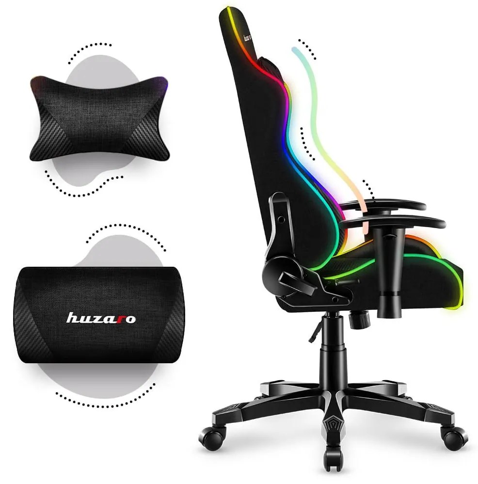 Scaun gaming pentru copii Rover 6 (negru + multicolor) (cu iluminat LED). 1087549
