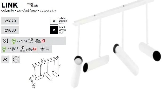 Lustra moderna cu 4 spoturi directionabile Link II 29879