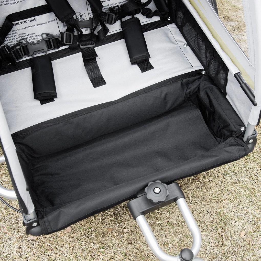 HOMCOM Remorcă Bicicletă pentru Copii, Design 2 în 1 cu Frână și Centură de Siguranță, 142x75x101 cm, Albastru | Aosom Romania