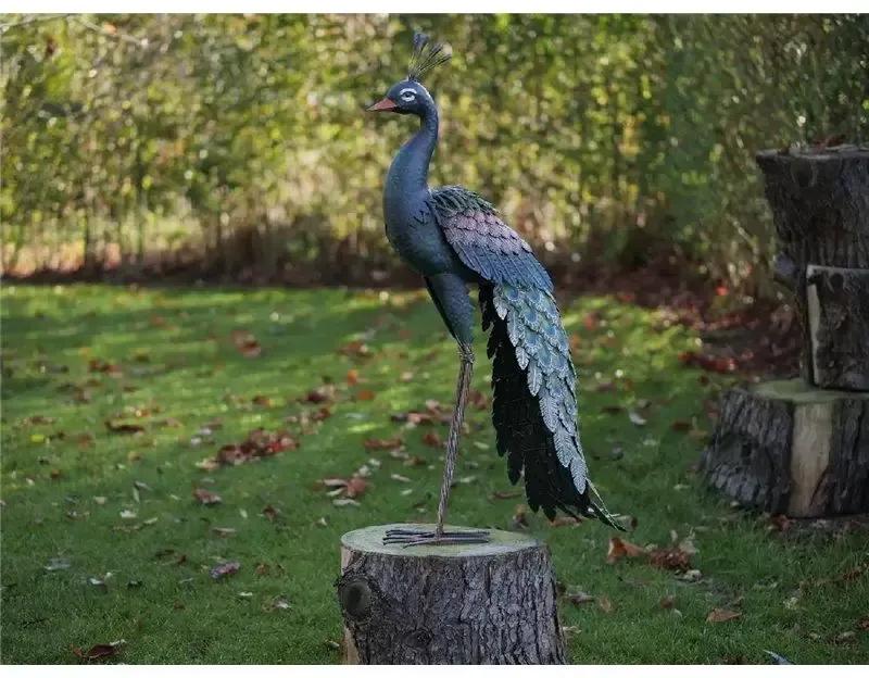 Figurina metal Peacock upright, 95x31x56 cm