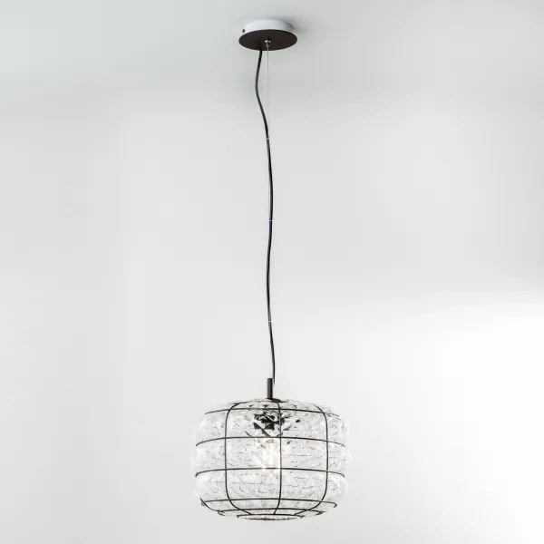 Lustră pe cablu SIRU TERRA 1xE27/60W/230V negru/transparent sticlă venețiană