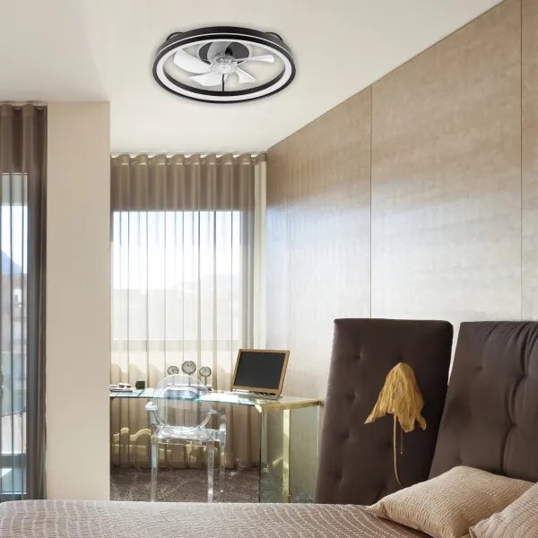 Plafonieră LED cu ventilator FARGO LED/37W/230V negru + telecomandă