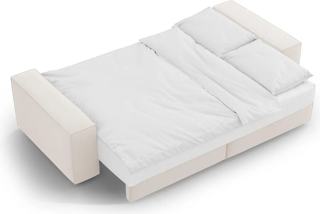 Canapea extensibila 3 locuri, Jodie-78, Micadoni Home, 247x107x86 cm, tesatura structurata, bej deschis