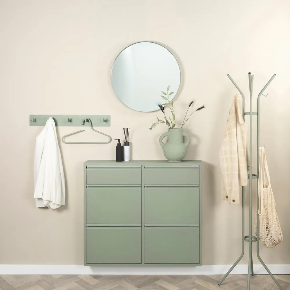 Pantofar verde prăfuit cu deschidere înclinată din metal 98x86x15 cm Billy – Spinder Design