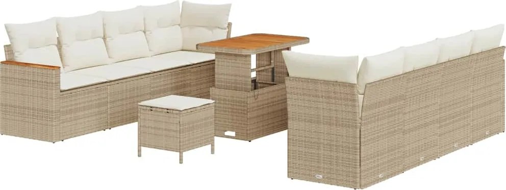 vidaXL Set de canapele pentru grădină 11 pcs Bej poliratan