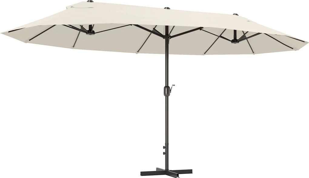 Outsunny Umbrelă de grădină XXL cu picior în cruce umbrelă mărime mare 4,6L x 2,7l x 2,4H cm oțel poliester crem | Aosom Romania