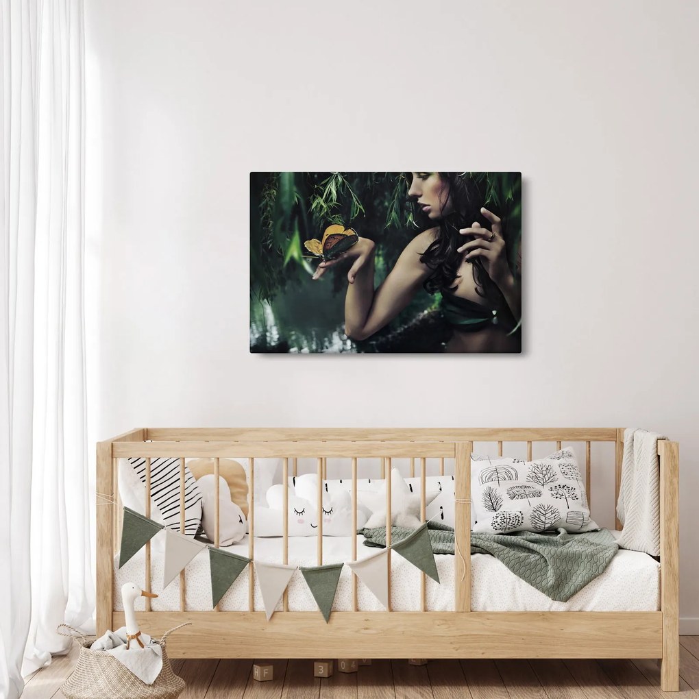 Tablou - Femeia grațioasă cu fluture (90x60 cm)