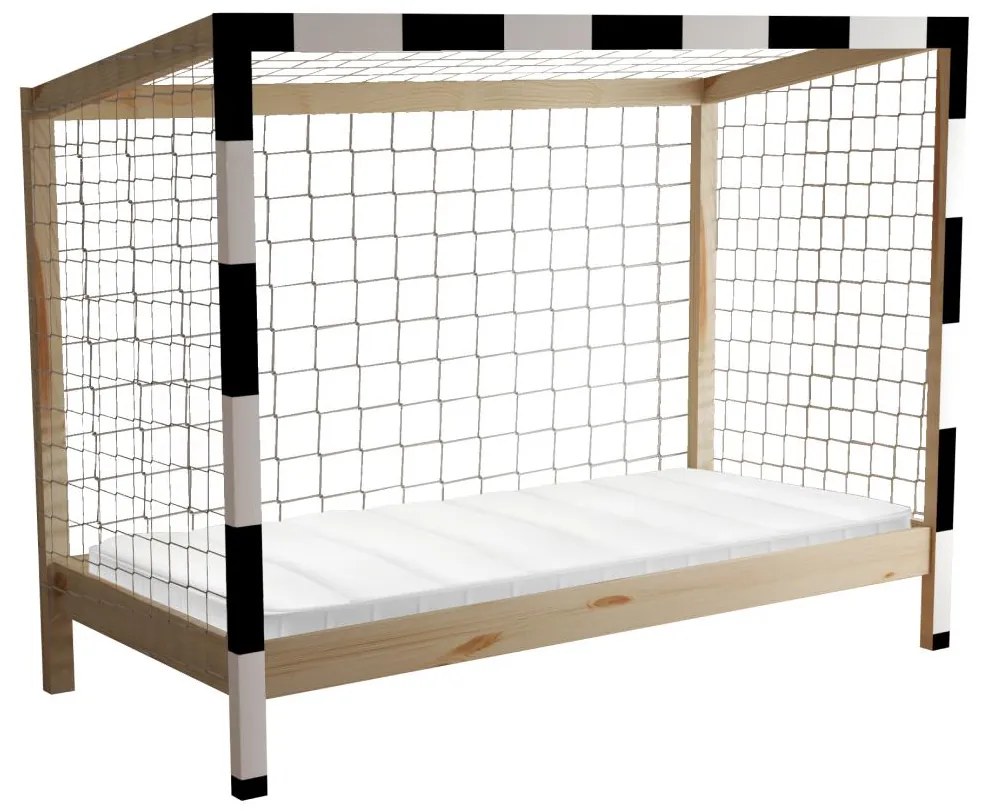 Pat pentru copii 90 cm Facilmente (natural + alb + negru) (cu somieră) (cu sp. depozitare). 1116345