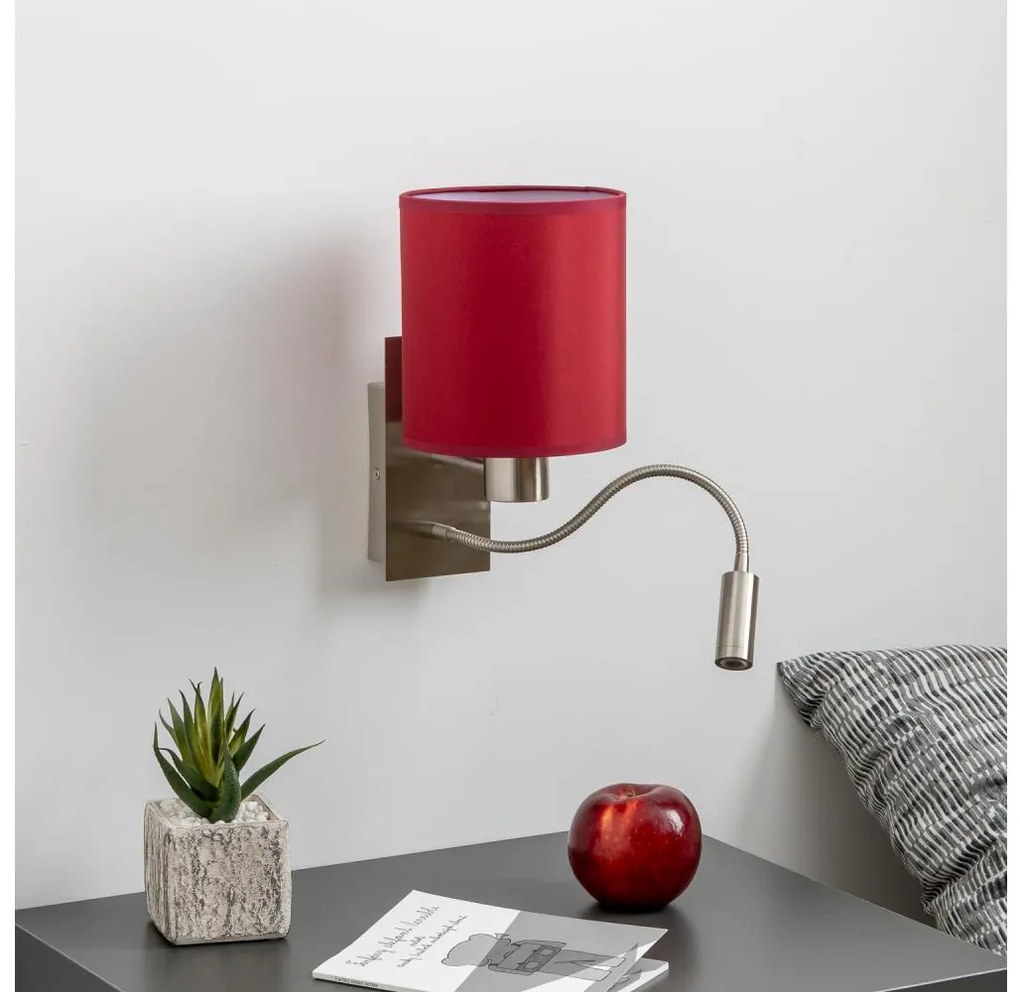 Lampă LED flexibilă de perete Brilagi NUBILA 1xE27/25W/230V + LED/3W crom/roșu Pompeian