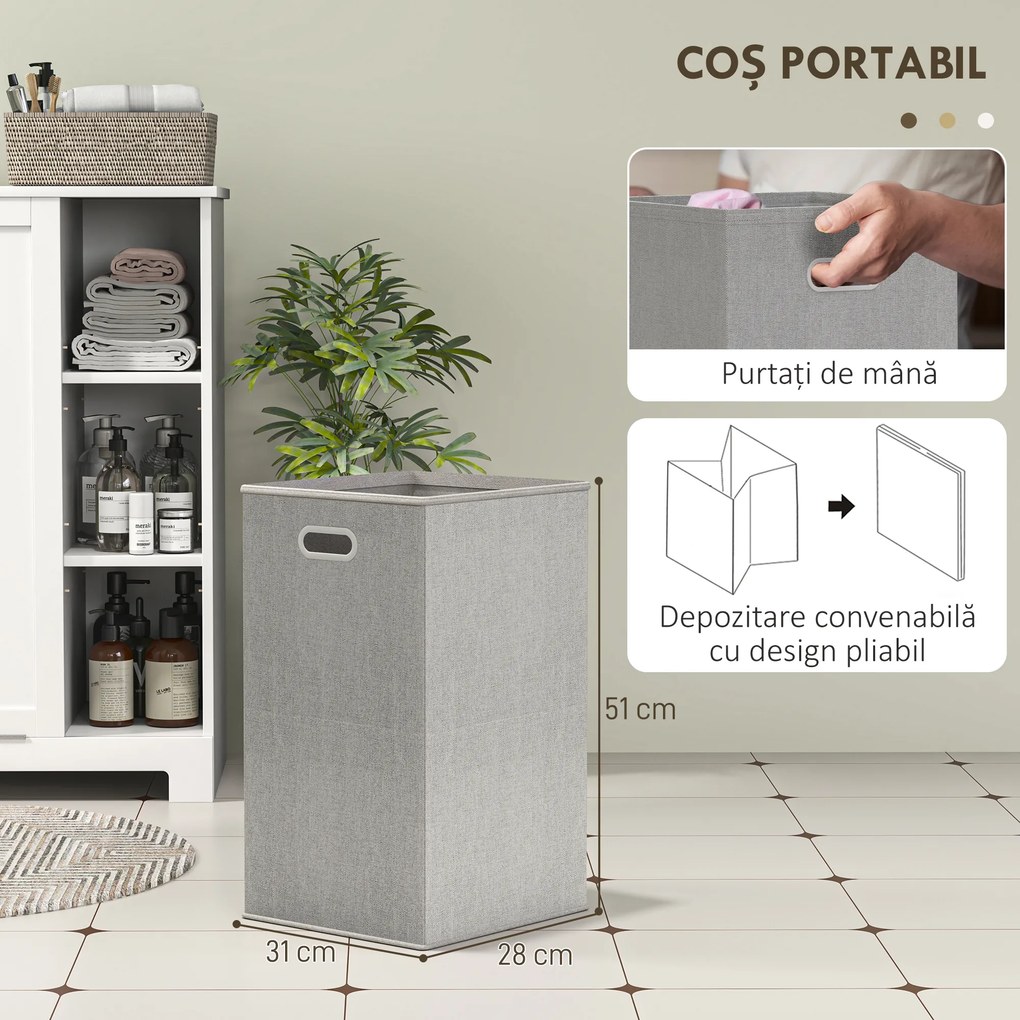 HOMCOM Dulap Modern pentru Rufe cu Coș Detașabil și Compartimente de Depozitare, 60x38x86 cm, Alb | Aosom Romania