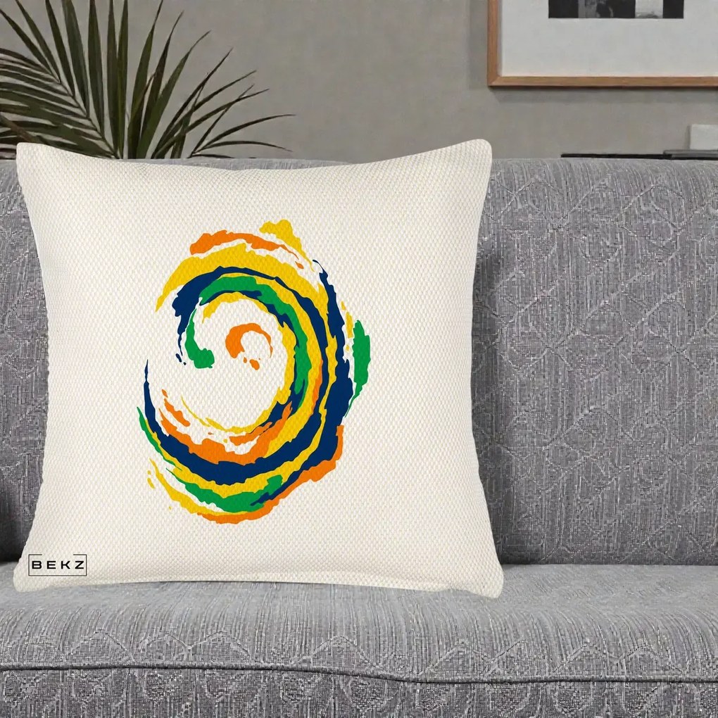 Perna decorativa Vortex Abstract Colorat, 45x45 cm cu Umplutura, Crem Reliefat, BEKZ