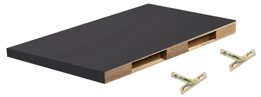 Polita perete cu suport fixare ascuns, 30x19x1.8 cm, Negru