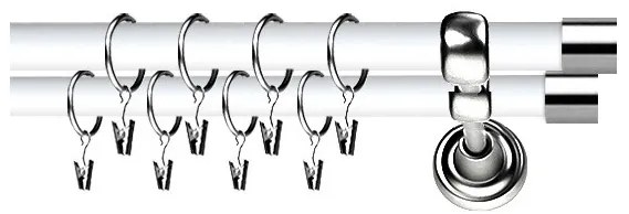 Galerie dubla duo - Dop 19/19 - ALB lucios + INOX (Alege marime: 320 cm)