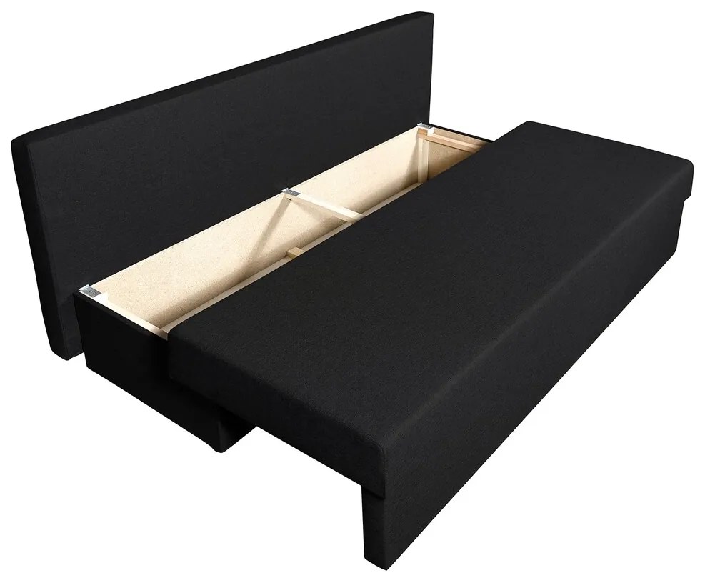 Canapea extensibila Alfi Anthracite 192x80x77 cm cu lada de depozitare, Stripes