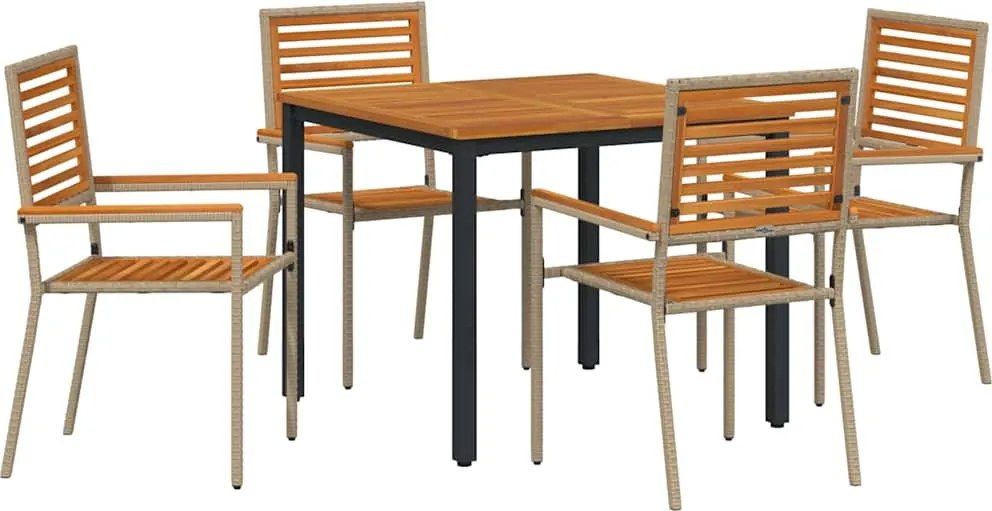 vidaXL Set de masă pentru grădină 5 pcs Bej și Maro poliratan