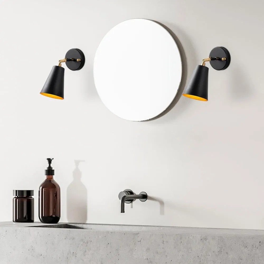 Aplică de perete neagră/aurie ø 10 cm Evander – Opviq lights