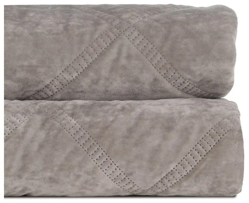 Cuvertură gri matlasată din catifea 230x260 cm – Ixia