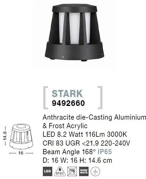 Mini stalp LED pentru iluminat exterior IP65 STARK