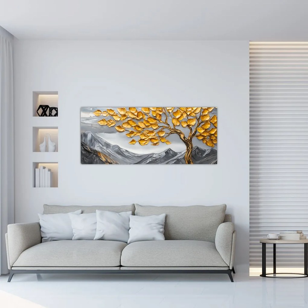 Tablou – Arbore cu frunze aurii (120x50 cm)