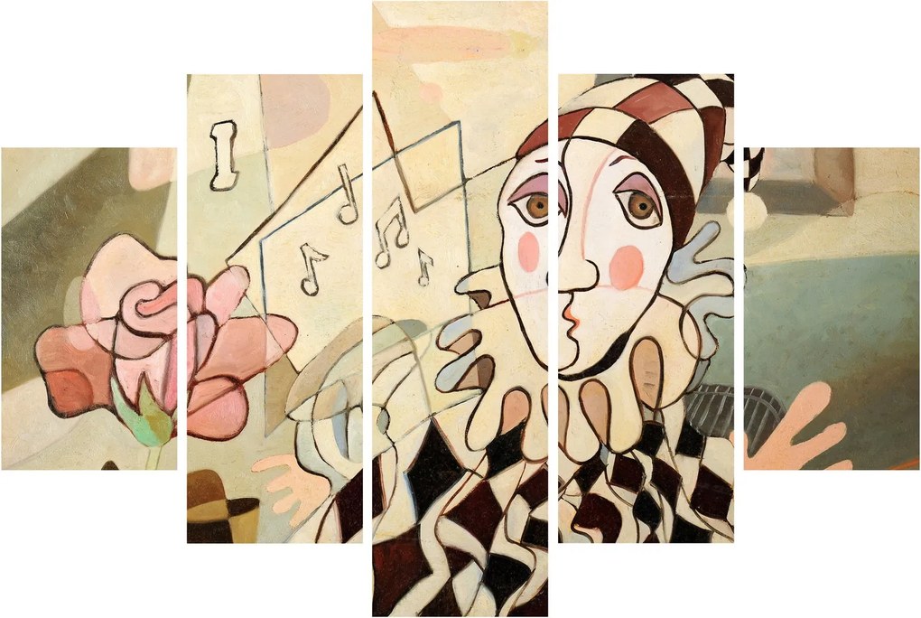 Tablou - Cubismul - arlechin și trandafir (150x105 cm)