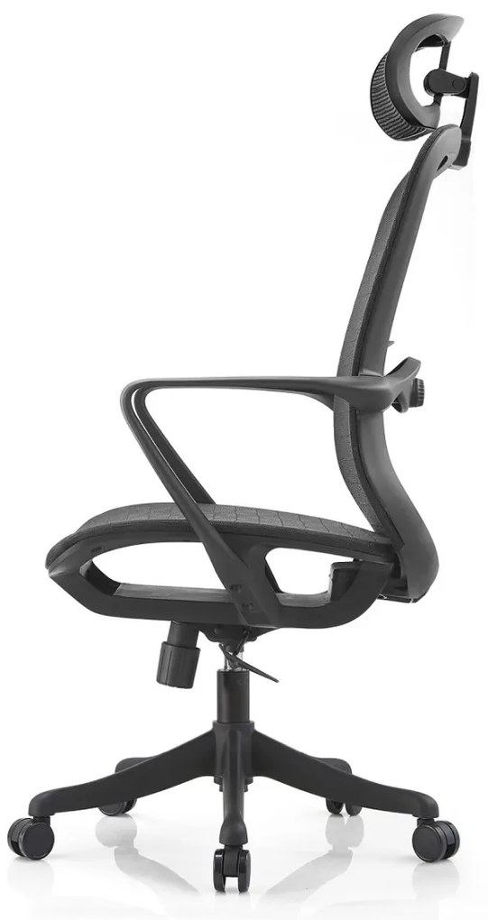 Scaun ergonomic Ella-H, mecanism inclinare/blocare, tetiera si suport lombar reglabile, Mesh, Negru