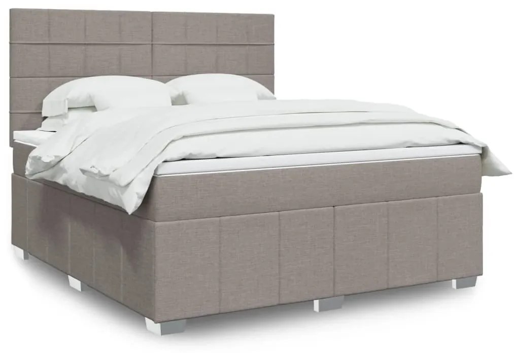 vidaXL Pat continental cu saltea, gri taupe, 180x200 cm, textil