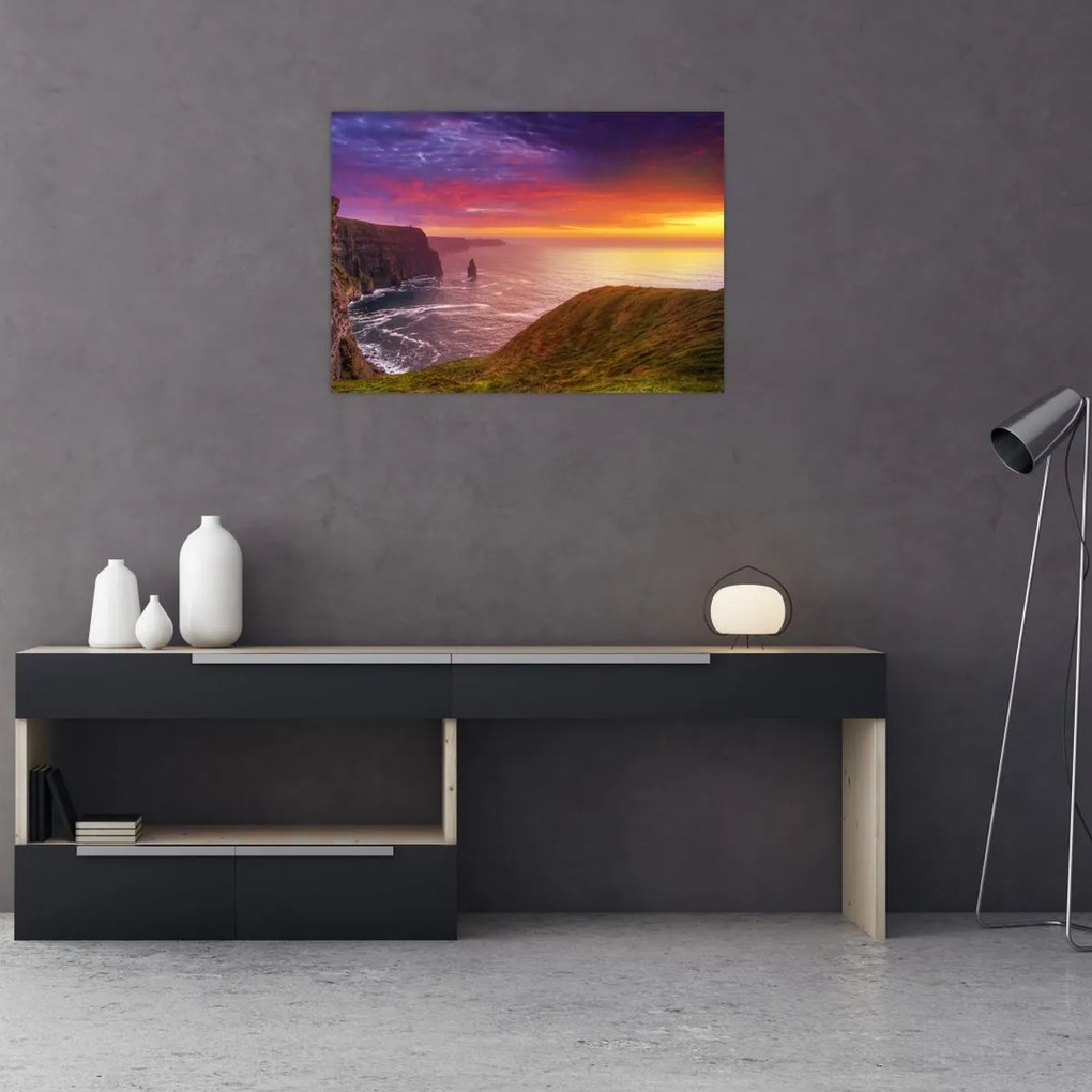 Tablou pe sticlă - Stâncile din Moher (70x50 cm)