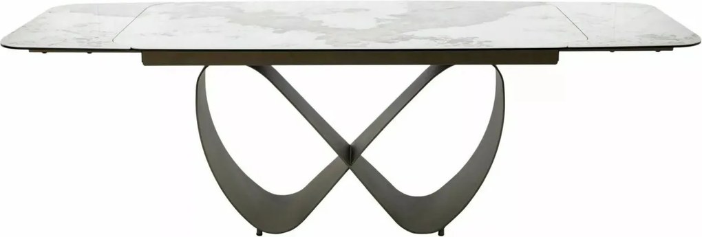 Masa extensibilă Infinity Ceramic alb lucios/cupru L160-240xl95 cm