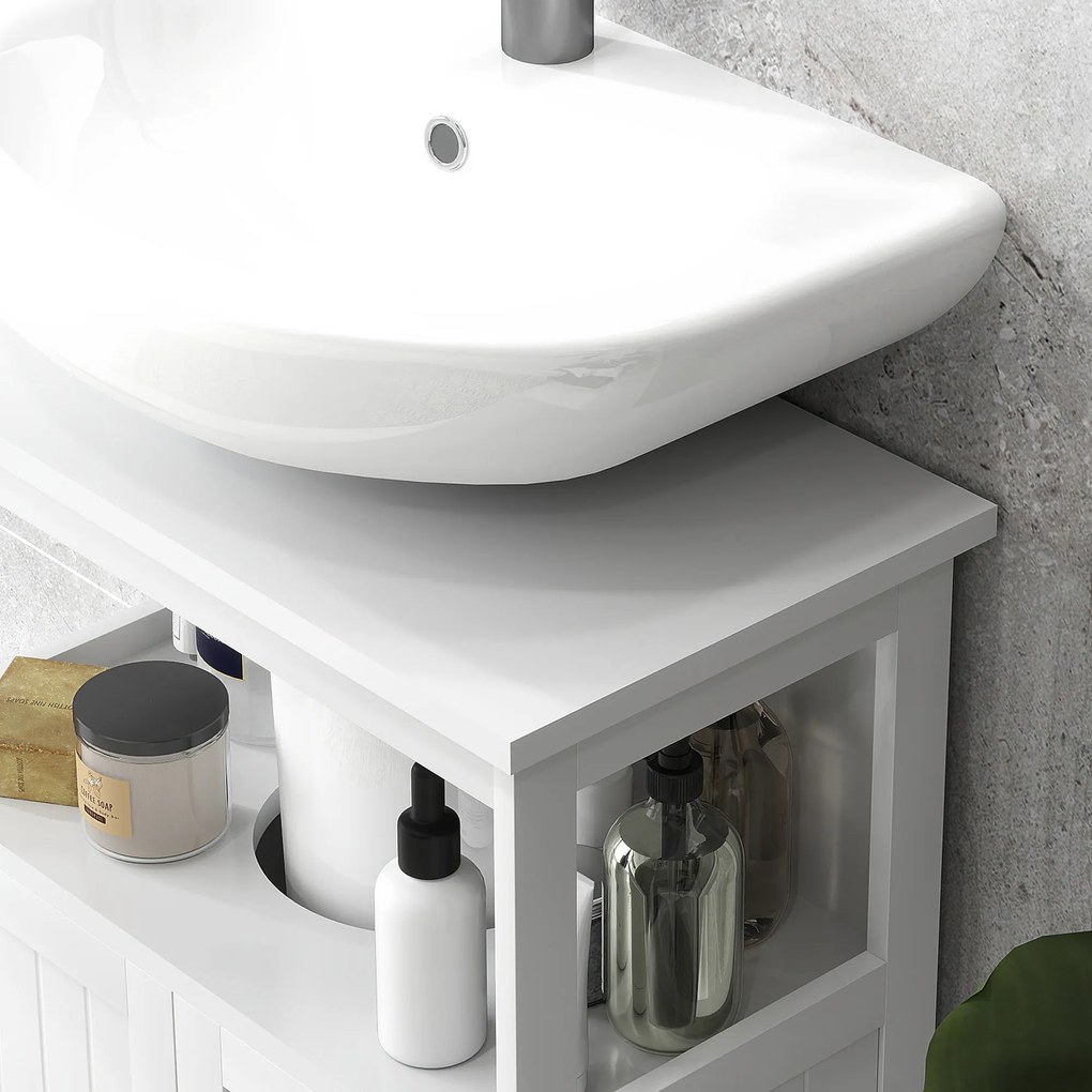 kleankin Dulap Sub Chiuvetă cu Raft și 2 Uși 60x30x60 cm Alb | Aosom Romania