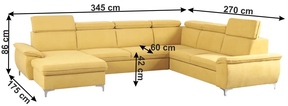 Canapea, muştar, model stânga, MARELIA