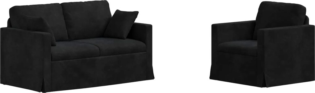 vidaXL Set de canapea 2 pcs Negru 138 x 78 x 80 cm Catifea