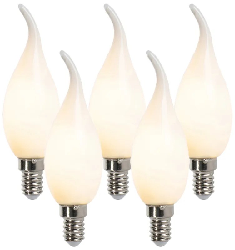Set de 5 becuri cu filament LED E14 reglabile cu luminozitate F35 mat 3W