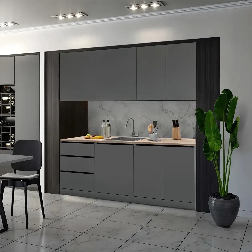 Mobilier de bucătărie, 2 m, grafit, ASTI