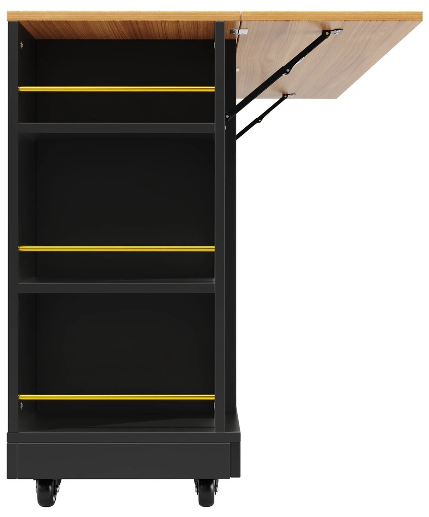 Insulă de bucătărie modernă cu blat reglabil, Negru | Aosom Romania