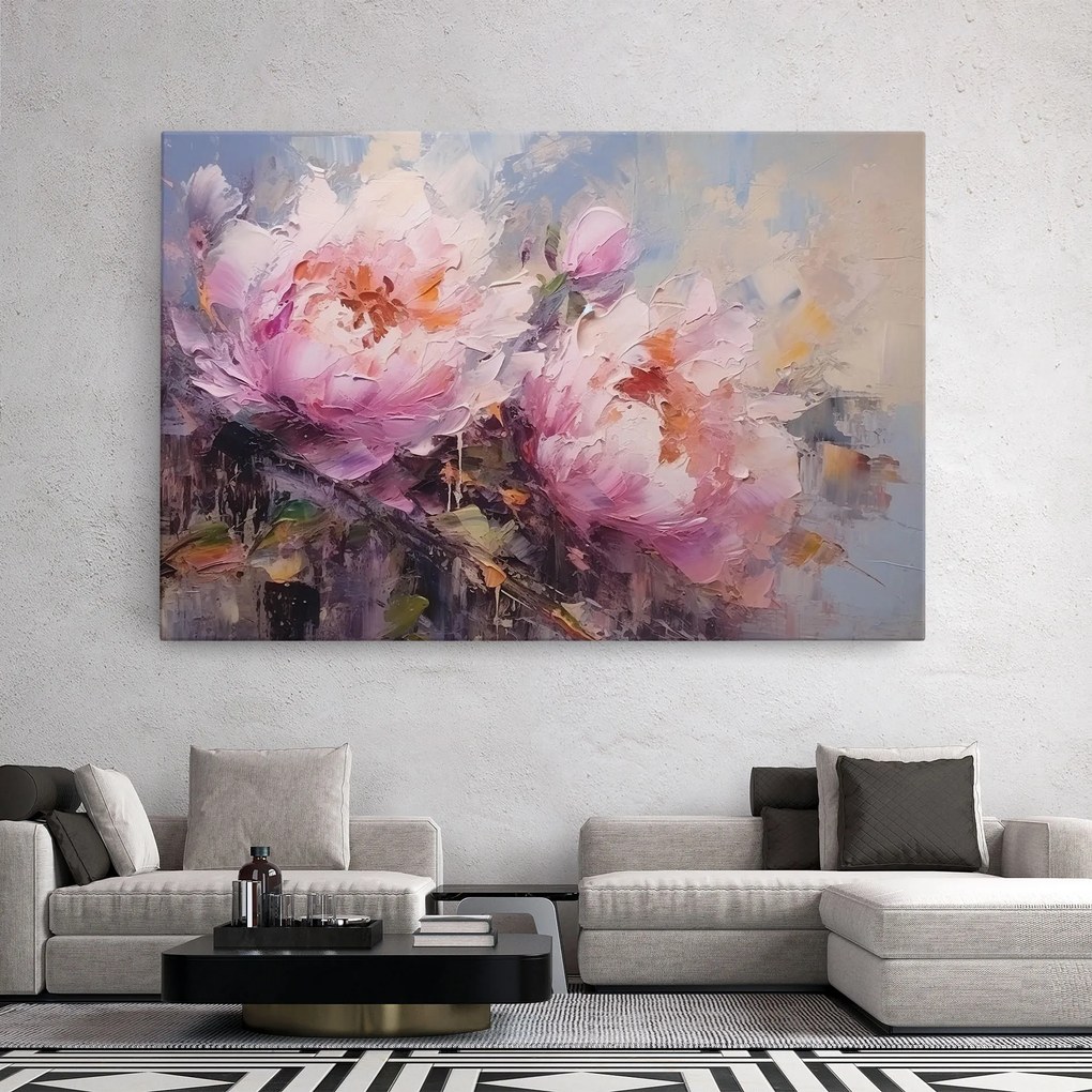 Tablou Canvas, 20x30cm, Dormitor si Living, Moderne, Textura de pictura, Peony Art