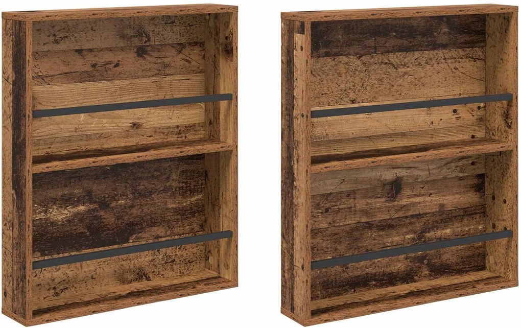 vidaXL Raft pentru reviste cu raft 2 pcs Lemn vechi 60 x 12 x 70 cm