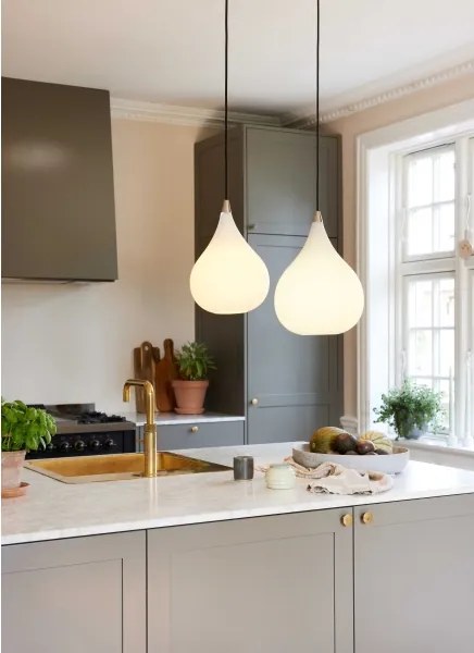 Halo Design 407931 - Lustră suspendată DROPS pe cablu 1xE27/40W/230V Ø 30 cm alb/crom mat